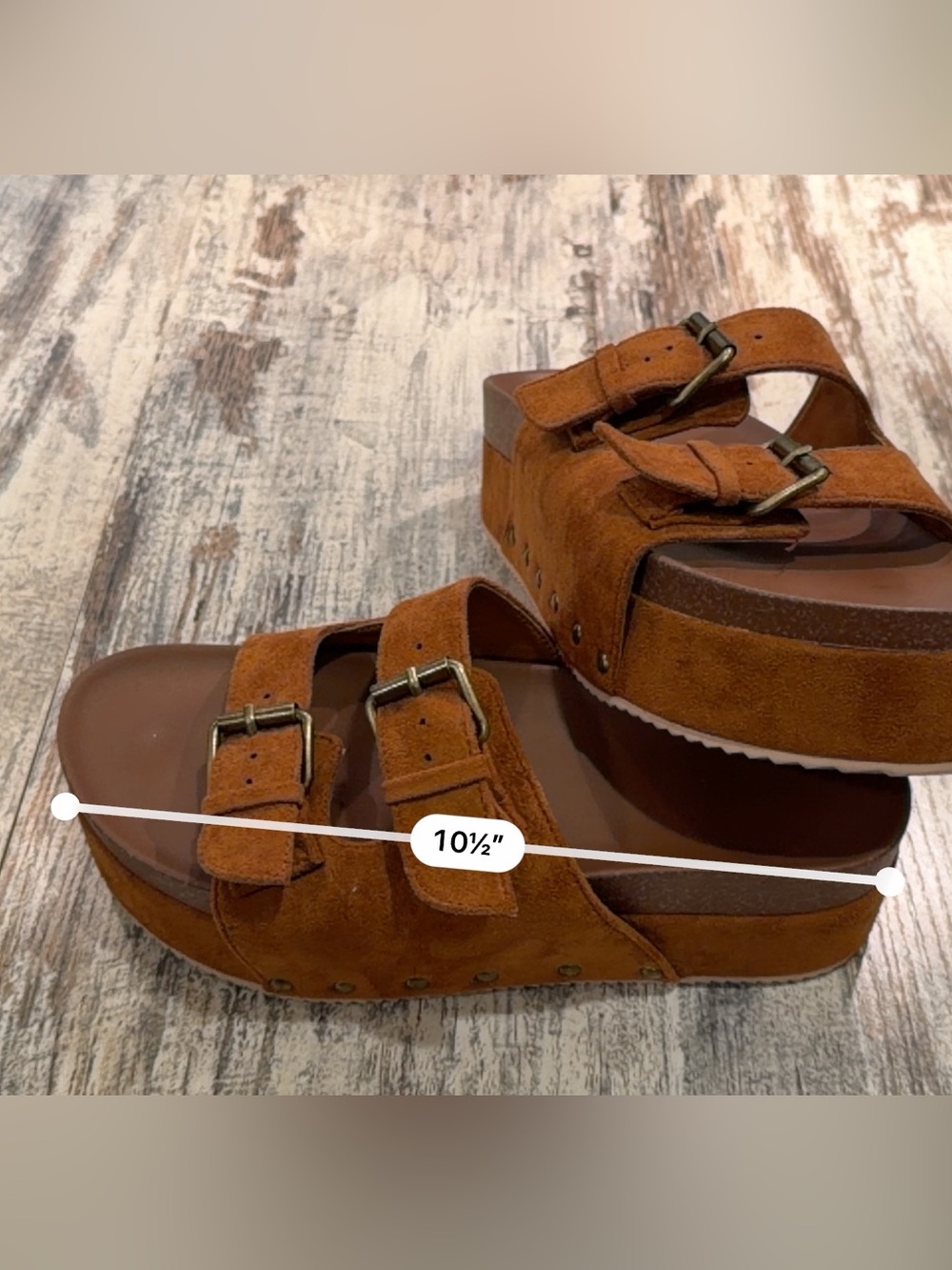 Women Size 10 Faux Suede Buckled Platform Mule Sandals - Picture 8 of 11
